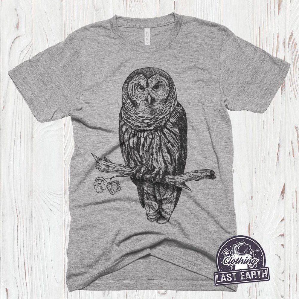 Owl T-Shirt Owl Illustration Graphic Tee Owl Lovers Gift Tree Owl Bird Shirt